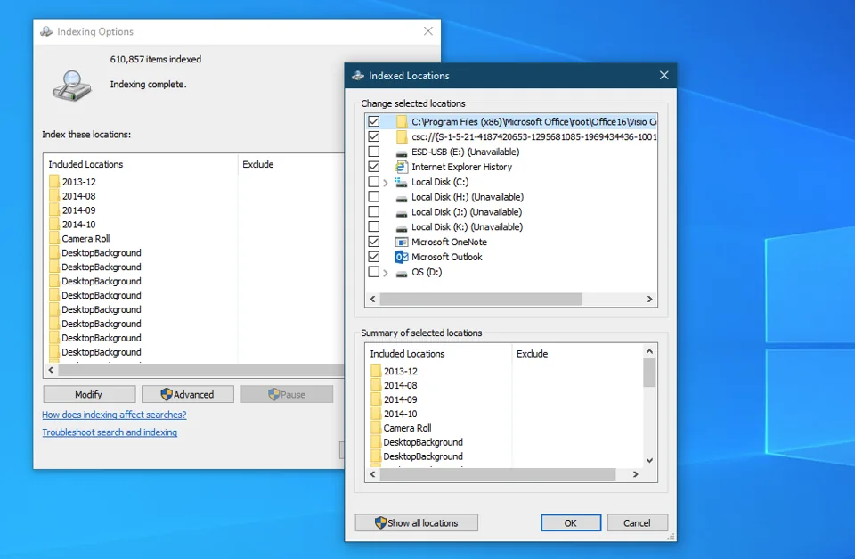 فهرسة البحث تسريع الكمبيوتر